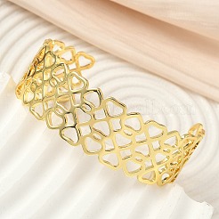 Полые латунные манжеты браслеты для женщин BJEW-F513-01G