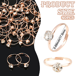 40 шт. регулируемые кольца из сплава со стразами для женщин&nbsp;RJEW-SP0001-02RG