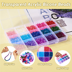 2250шт 15 цвета прозрачные акриловые бусины&nbsp;TACR-TA0001-35