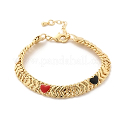 Браслеты из латунных эмалевых сердечек для женщин BJEW-B125-07G