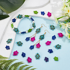 4 нить 2 нити окрашенных синтетических бирюзовых бусин 15~18x12~14x6~8 стилей G-NB0004-90