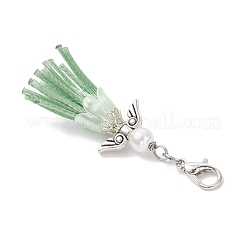 6 шт. подвеска в виде ангела из АБС-пластика с имитацией жемчуга и корейским вощеным полиэстеровым шнуром HJEW-JM03832-01