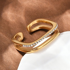 Кольца-манжеты из нержавеющей стали 304 с микропаве из кубического циркония&nbsp;RJEW-P153-02G