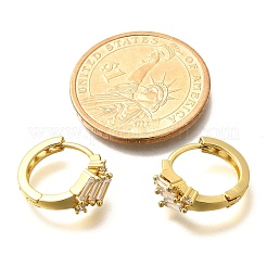 Латунные серьги-кольца из прозрачного кубического циркония EJEW-C126-12G