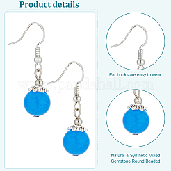 10 пара 10-х стилевых круглых подвесных серег с натуральными и синтетическими камнями EJEW-AN0002-82