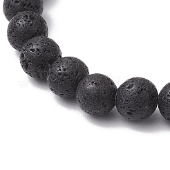 Браслеты из круглых бусин из натуральной лавы для мужчин и женщин&nbsp;BJEW-JB11748
