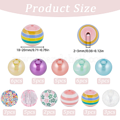 52шт набор акриловых круглых бусин 11 стилей&nbsp;OACR-SC0001-69