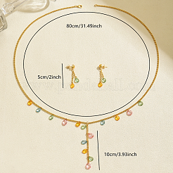 Комплекты из серег и ожерелий из пластикового сплава с подвесками-капельками для женщин&nbsp;EK3257