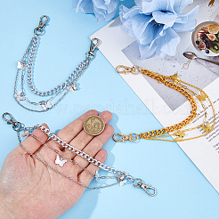 4 шт. 2-х цветные латунные цепи для ремней для ботинок&nbsp;HJEW-HS00051