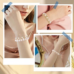 2шт 2 стиля браслеты из АБС-пластика с имитацией жемчуга и ракушек и латунными бусинами&nbsp;BJEW-SW01606