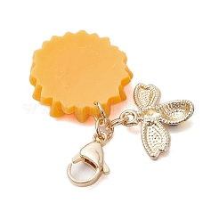 Подвесные украшения из смолы и эмали из сплава подсолнечника в форме пчелы&nbsp;X-HJEW-JM01995