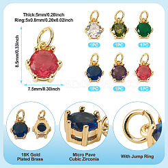 6 шт. 6-х цветные латунные подвески с кубическим цирконием KK-TA0002-15