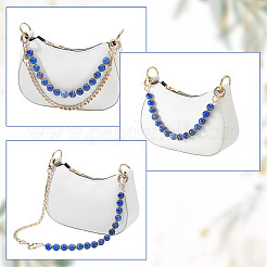 2 шт. 2 стиля 14 мм синие круглые смоляные бусины с имитацией драгоценных камней декоративные цепочки для сумок и железные панцирные цепи короткие ремни для сумок наборы PURS-AR0001-05