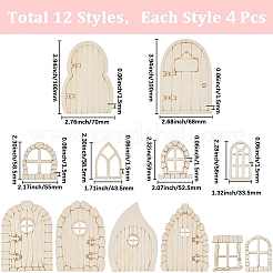 48 шт. 12 стиля необработанная деревянная дверь-фара DIY-GF0011-21