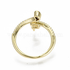 Латунные кольца из манжеты с прозрачным цирконием&nbsp;LS-RJEW-S045-046G-NR