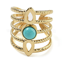 Синтетический бирюзовые перстни RJEW-U027-08G-03