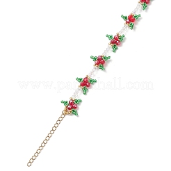 Рождественские браслеты из стеклянных бусин для женщин BJEW-MZ00243