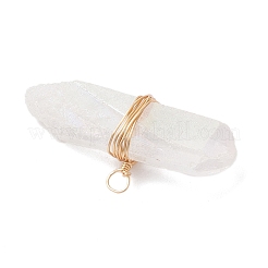 Подвески из натурального кварцевого кристалла с гальваническим покрытием в форме неправильной призмы&nbsp;PALLOY-JF03904-01