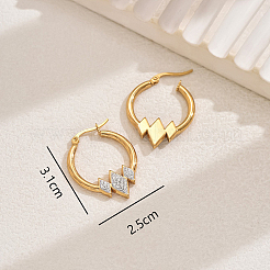 Серьги-кольца с геометрическими ромбами из нержавеющей стали 201 CV0877