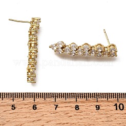 Серьги-гвоздики с кисточками из латуни с микропаве из прозрачных кубических цирконий EJEW-P322-11G