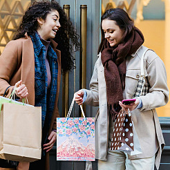 6 шт. прямоугольные бумажные подарочные пакеты с цветами и веревочными ручками ABAG-TA0001-29C