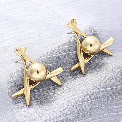 Треугольник с круглыми латунными серьгами-гвоздиками EJEW-R025-06G