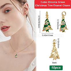 Рождественская тема 10 шт латунные подвески из кубического циркония ZIRC-BBC0003-04G
