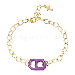 Латунные кабельные цепи и акриловые браслеты для женщин&nbsp;BJEW-JB11611