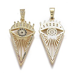 Кулоны из латуни с прозрачным микропейвом и черным фианитом X-ZIRC-A011-42G