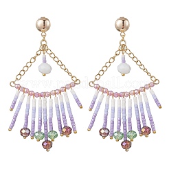 Треугольные стеклянные серьги-люстры EJEW-MZ00523-03