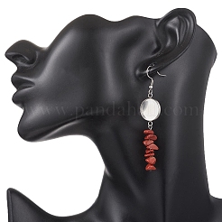 Крючки для сережек из нержавеющей стали 304 с бусинами из драгоценных камней&nbsp;EJEW-JE06898