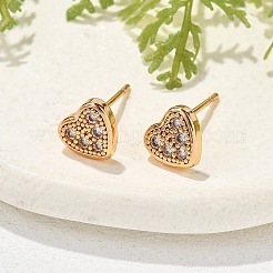 Женские серьги-гвоздики из латуни с микропаве и прозрачным кубическим цирконием EJEW-G428-25G-01