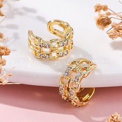 Серьги-каффы из латуни с микропаве из прозрачного кубического циркония EJEW-H147-10G