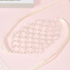 Пластиковые повязки на голову с имитацией жемчуга и полиэстеровой сеткой AJEW-WH20080-60A