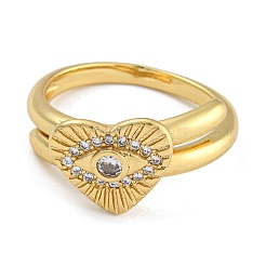 2 шт. 2 стиля латунных микропаве кубических цирконий регулируемые кольца для женщин&nbsp;RJEW-P127-14G