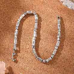 Браслеты из латуни с прозрачным фианитом в форме прямоугольника и плоских круглых звеньев BJEW-YWC0002-02A