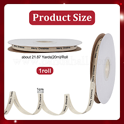 20 м хлопковые ленты с принтом «С Рождеством» SRIB-WH0011-237