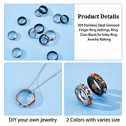 12 шт. 12 стиля из нержавеющей стали с рифлеными кольцами для пальцев&nbsp;STAS-HS0001-49