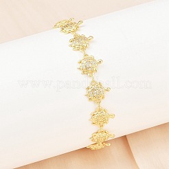 Латунные браслеты-цепочки с микропаве из прозрачных кубических цирконий для женщин BJEW-A090-11C-G