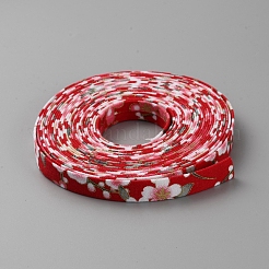 Хлопковые ленты с японским принтом и цветами длиной 5 м.&nbsp;OCOR-WH0089-25A-01