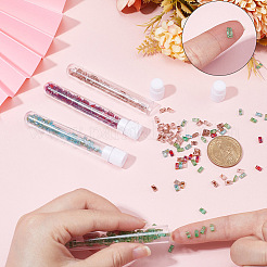 400шт 4 цвета прозрачные стеклянные бусины с 2 отверстиями SEED-CN0001-21