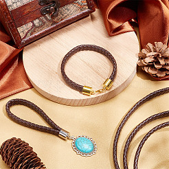 Двухслойный плетеный шнур из искусственной кожи длиной 10 м. WL-WH0014-01B