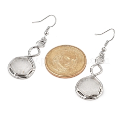 Шестиугольные серьги с подвесками из натурального кварцевого кристалла EJEW-K298-01P-02