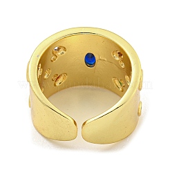 Модные латунные кольца-манжеты с микро-паве и разноцветными фианитами RJEW-L113-010G