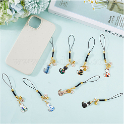 16 шт. 8 стильных эмалевых мобильных ремешков из сплава Cat HJEW-SC00122