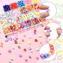 Наборы для изготовления браслетов из акриловых бусин разных форм своими руками&nbsp;DIY-YW0010-97