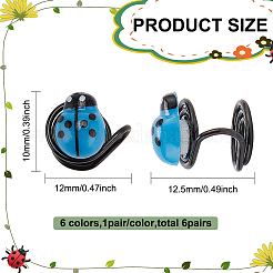 6 пара двухцветных пластиковых сережек-кафф в виде божьей коровки EJEW-AB00001