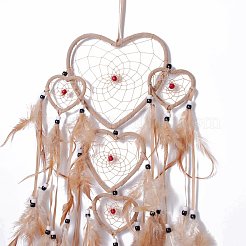 Тканая сетка / паутина ручной работы с перьями на стене&nbsp;HJEW-A001-04