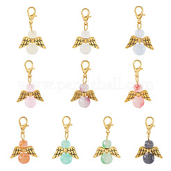 20 шт. двухцветная стеклянная бусина с подвесками из сплава&nbsp;HJEW-TAC0110