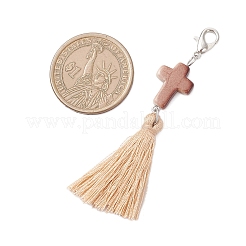 Подвесные украшения с кисточками из синтетической бирюзы и полиэстера&nbsp;HJEW-JM03933-02